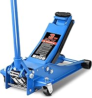 AutoDynasty 3 Ton Low Profile Floor Jack - Heavy Duty Steel Hydraulic Car Jack, Dual Piston Quick Lift, 3-20" Range, Blue