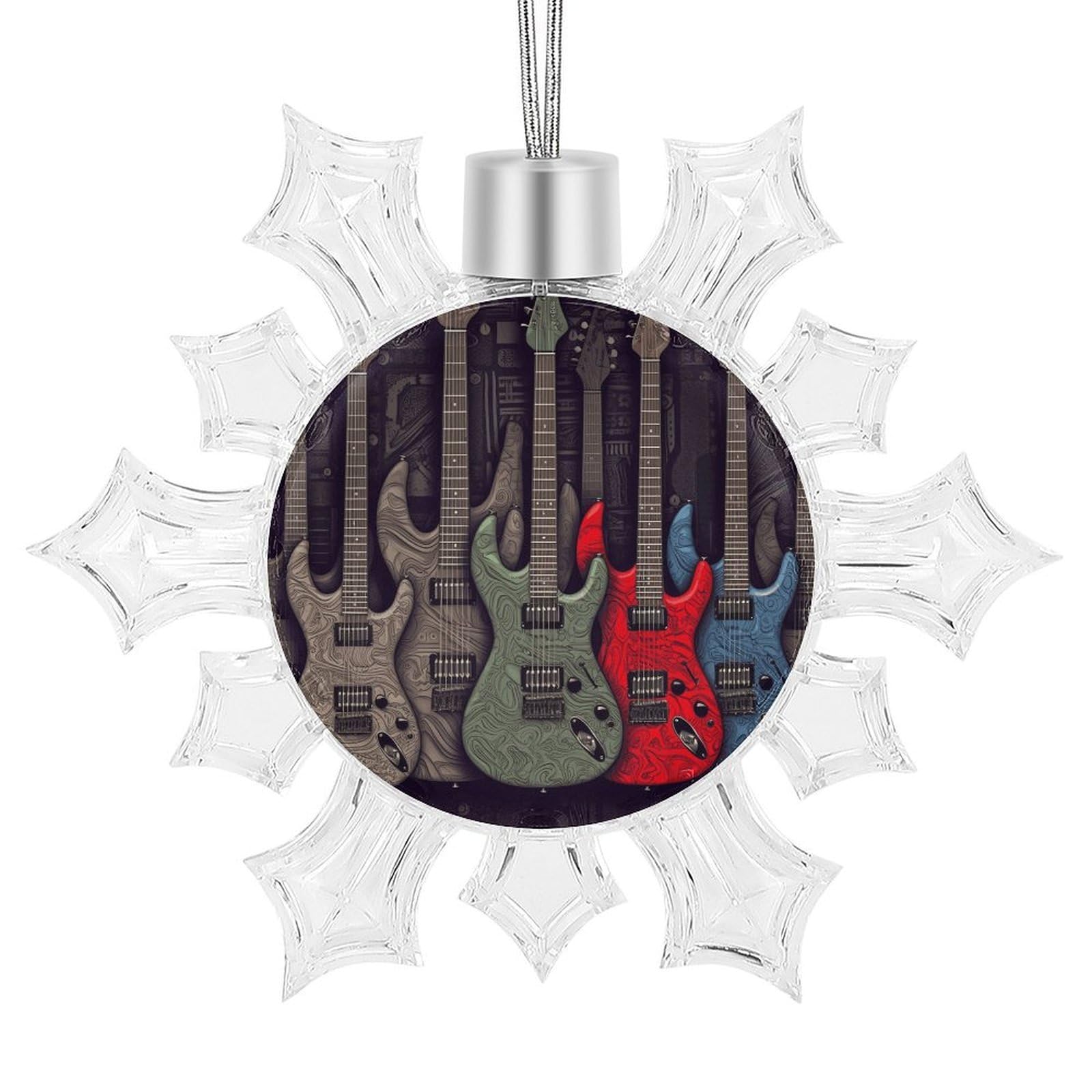 Guitar Pattern Snowflake Decorations,Christmas Decorations，Christmas Indoor Winter Wonderland Decor，Hanging Ornaments for Xmas Tree Winter New Year Party Supplies