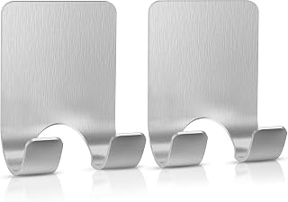 Adhesive Razor Hooks, VIS'V Self Adhesive Razor Holder Plug Hooks Waterproof Shower Wall Sticky Hooks Heavy Duty Stainless Steel Utility Hooks for Razor Towel Robe Utensils Plug Decorations - 2 Packs