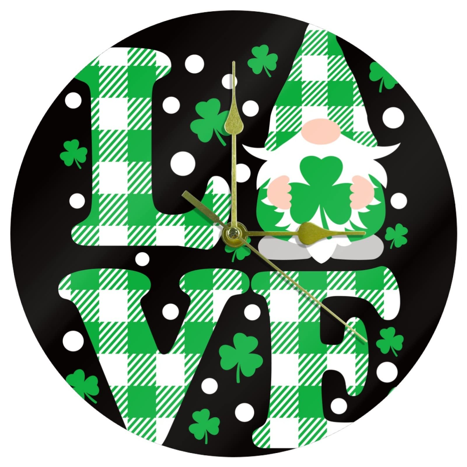 Horloge murale motif nain d'amour en acrylique pour cadeau de maison