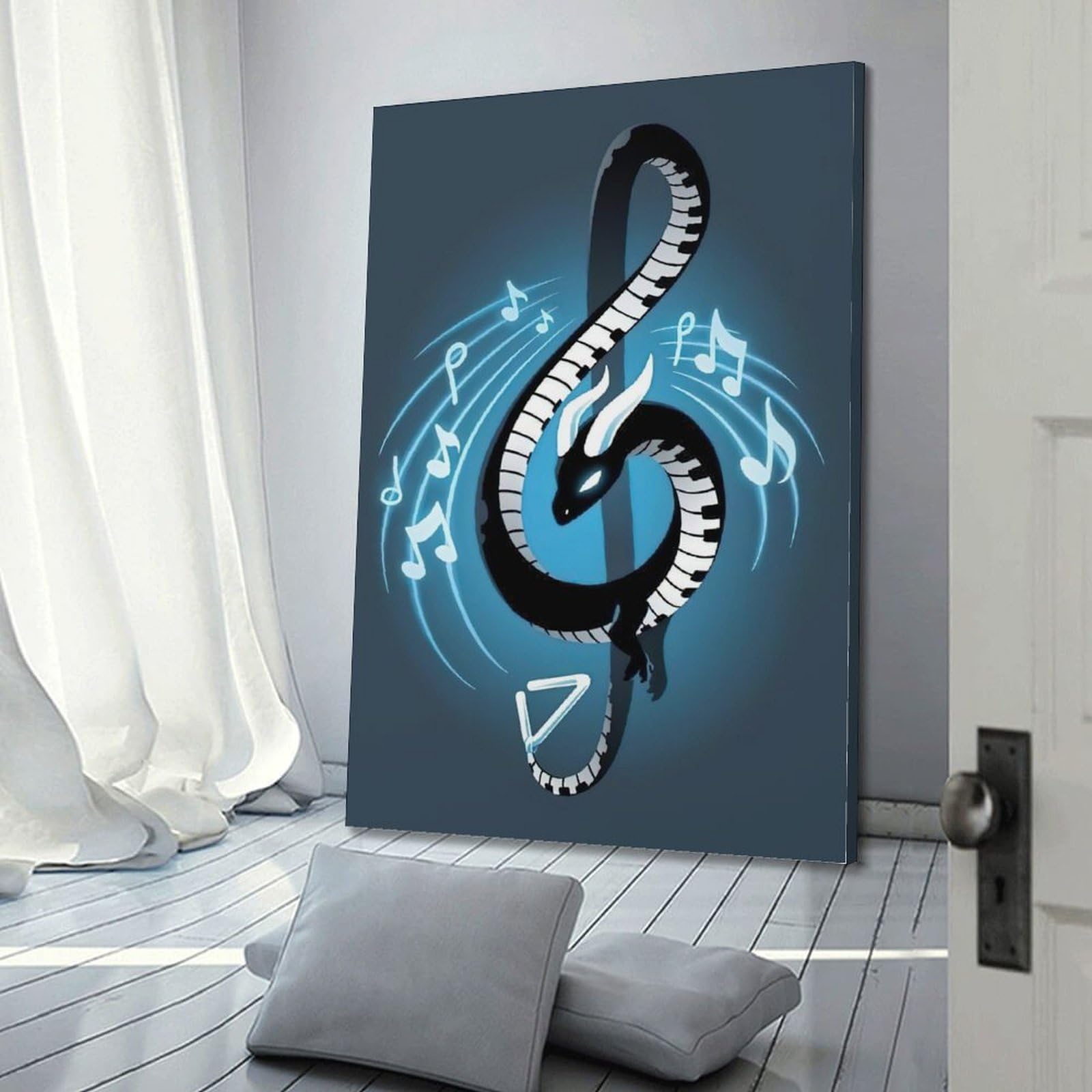 GJDYMX Poster decorativo da parete su tela, motivo astratto, serpente, note musicali, poster decorativo moderno, per camera da letto, per camera da letto, 50 x 75 cm