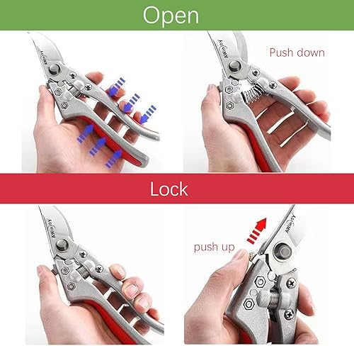 Miniatura 4 de Tijeras de jardín para plantas Tijeras de podar para jardinería Tijeras florales de acero inoxidable grueso premium ramas y herramientas de mano de
