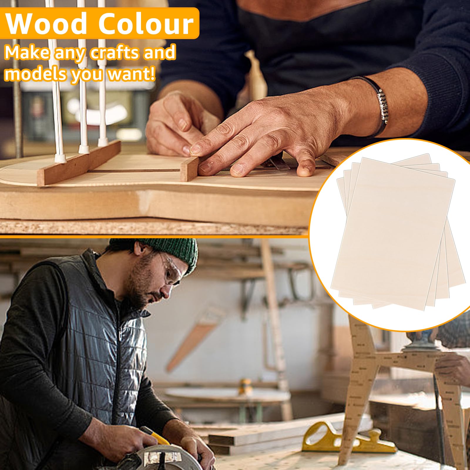 JMIATRY 8 piezas de madera contrachapada de 4mm, placa de contrachapada A3, placas de madera para manualidades de 420x300mm para trabajos de bricolaje, grabado láser, maquetas, regalos, decoración