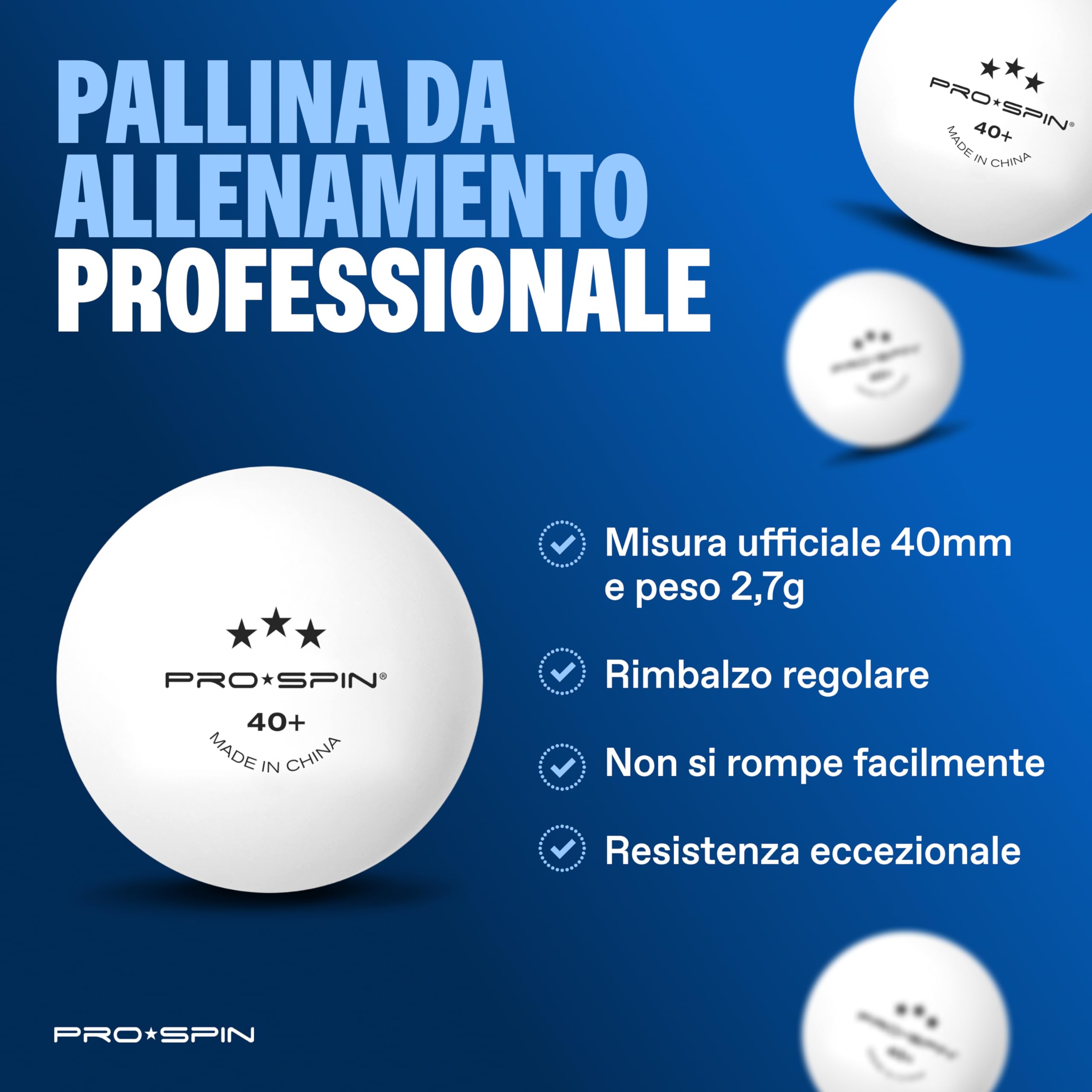 PRO-SPIN Set da Tavolo Portatile - Kit Premium con Rete Estensibile per Qualsiasi Tavolo, Racchette, Palline e Custodia per Ping Pong