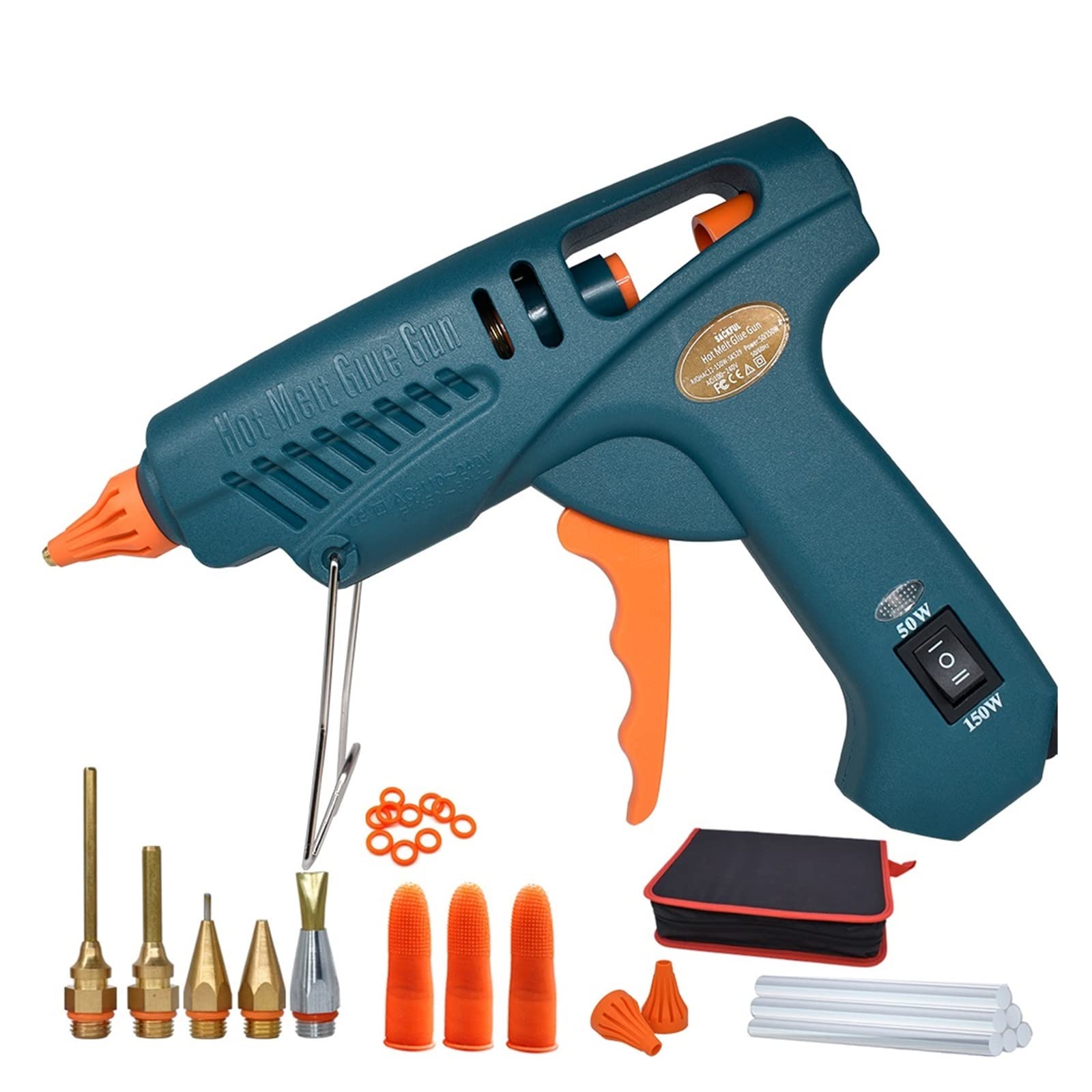 Pistola de Pegamento Caliente para Manualidades Juego de Pistola de Pegamento Ajustable de Temperatura de Pistola de Silicona Caliente de 50W/150W for el hogar Profesional DIY, Art