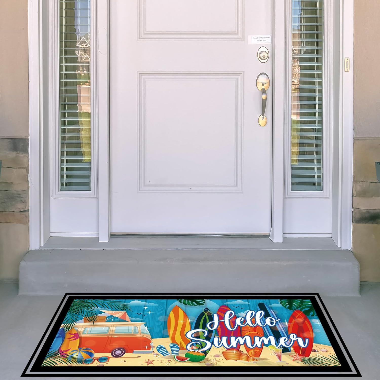 4Pcs Doormat Inserts Seasonal Door Mat Inserts Interchangeable Entrance Doormats Holiday Welcome Doormat Hello Spring Summer Fall Winter Front Door Mat for Front Door Outdoor Indoor Decor 22 x 10 In
