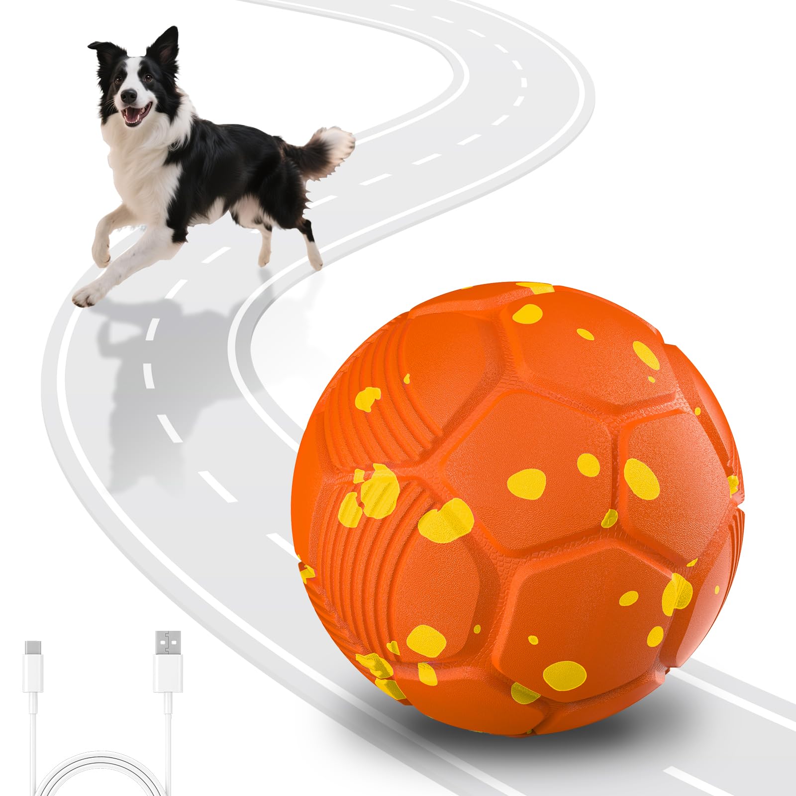 Balles pour Chiens Interactif Intelligente Electrique 3 Modes de Jeu Étanche et Rechargeable pour Chiens de Taille Moyenne et Grande pour Chien est en Caoutchouc Naturel