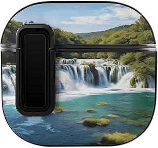 Waterfalls on Krka River AirPods 4 Case Cover Full Protective Shockproof PC Plastic Cover Compatible with AirPods 4th Genaration Case Anti Slip AirPods 4th Generation Protective Case
