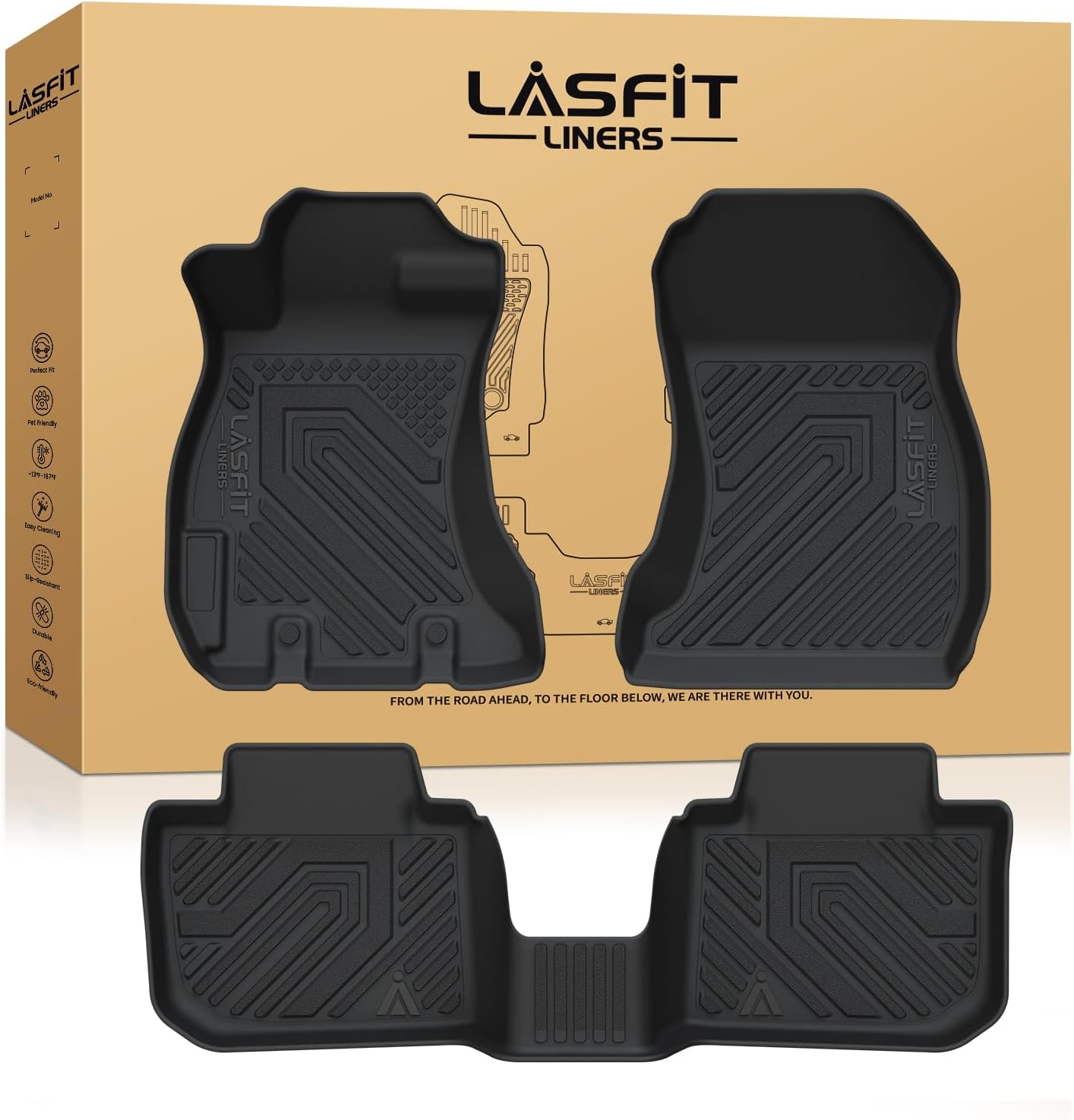 LASFIT Floor Mats for Subaru Crosstrek 2016-2017/XV Crosstrek 2013-2015/Impreza 2012-2016/WRX 2015-2021,Custom Fit TPE All Weather Floor Liners 1st & 2nd Row for Subaru Car Mats, Black 4)For Subaru Crosstrek | 2013-2017 | Floor Mats