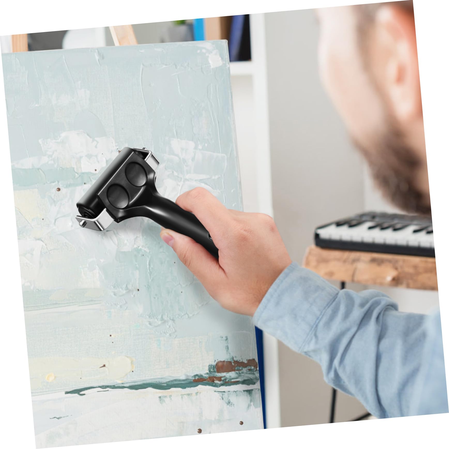 ERINGOGO 2 Pcs Thickened Rubber Rollers Roller for Crafts Printmaking Wallpapers Vinyl Gluing Easy Cleaning Lightweight