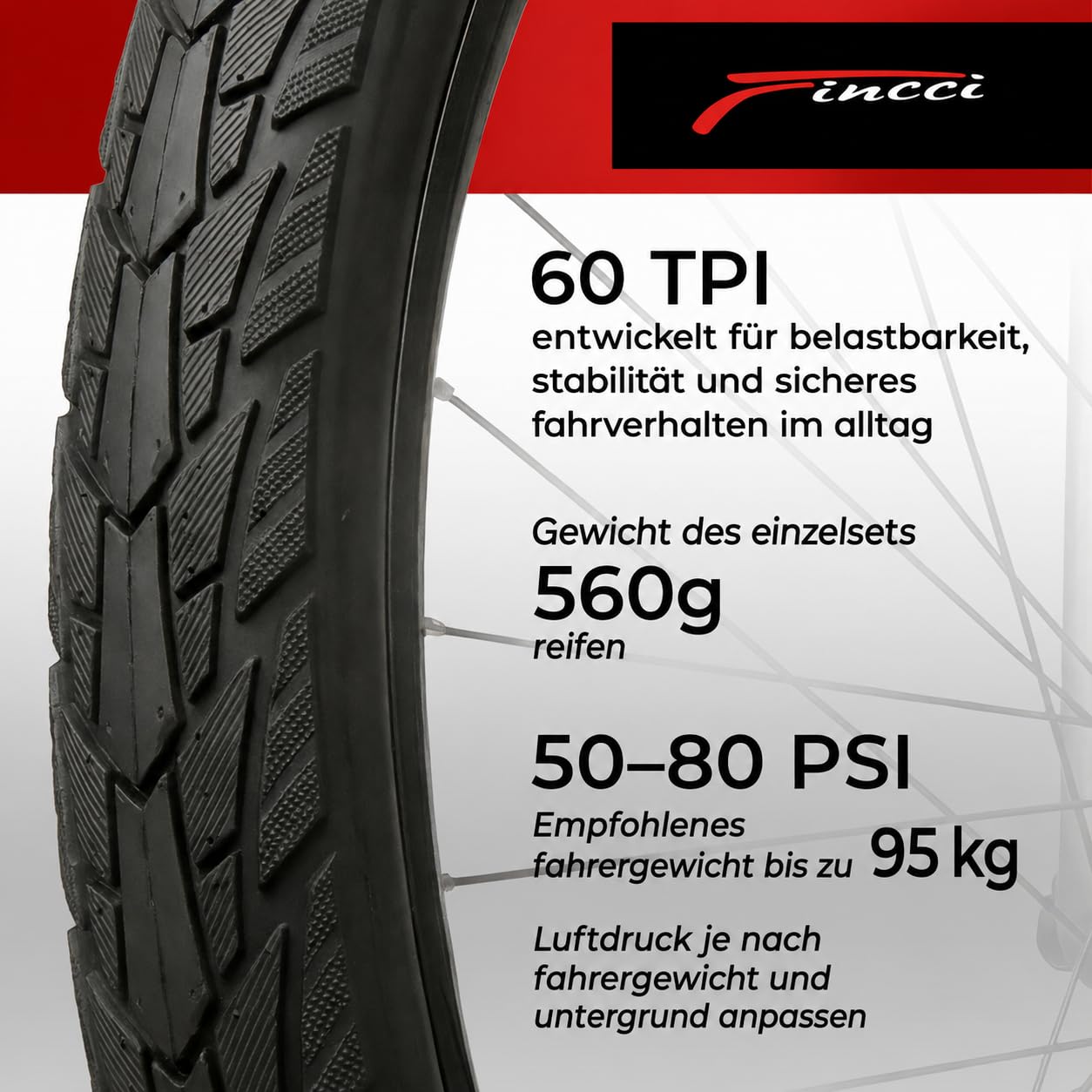 Fincci Fahrradreifen 700x40c – Paar Faltreifen 28 x 1,6 Zoll mit 1 mm Pannenschut - Fahrradmantel 42-622 mit 60 TPI für MTB, Gravel, City-, E-Bike, Hybrid-, Renn- & Tourenräder – 2er Pack