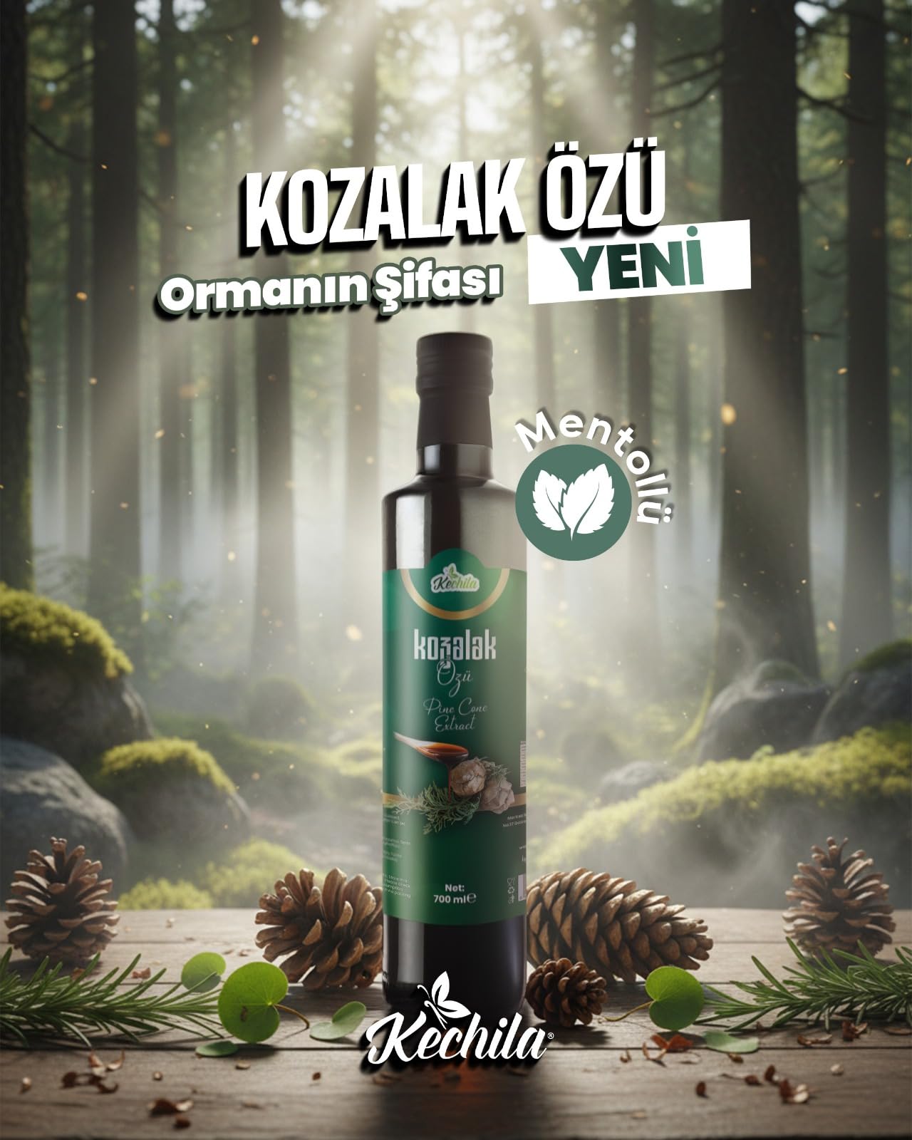 Kechila Kozalak Özü Naneli 700 g, Nane Aromalı Kozalak Özlü Yoğun Kıvamlı Karışım