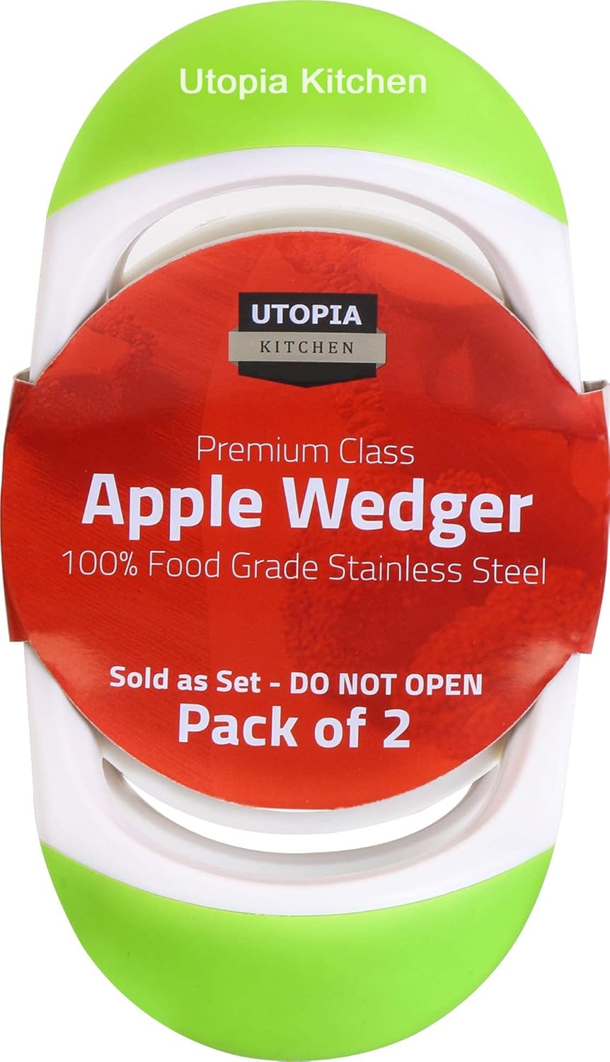 Utopia Kitchen 2 Pack Apple Corer & Slicer- Apple Fruit Cutter- Apple Divider-Wedger- Stainless Steel Slicer for Apples- Fruits- Vegetables- Ergonomic Handle- Easy Grip- 8 Sharp Blade (8 Slices) Green: Home & Kitchen