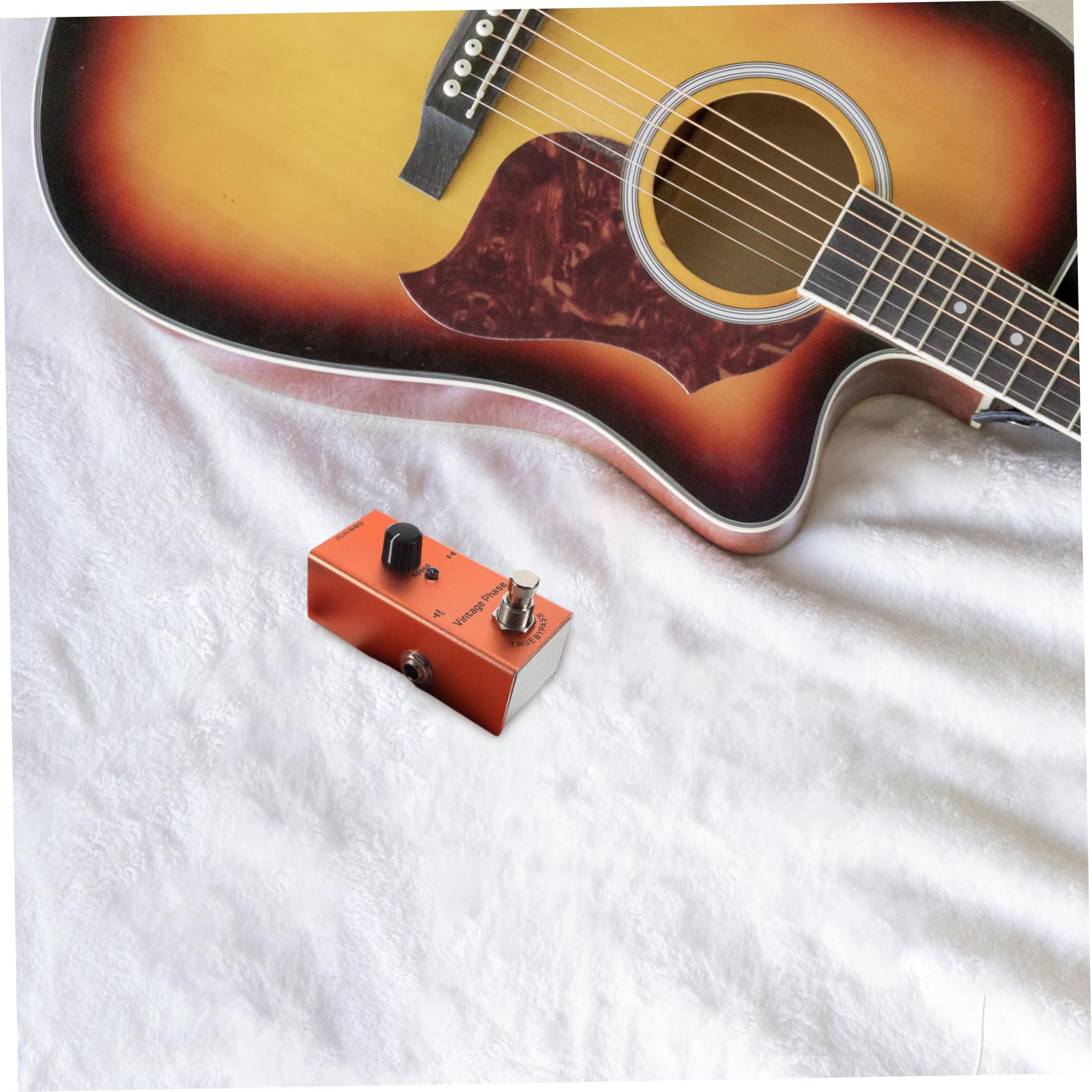 Pedale Effetti Fase Retro Mini per Chitarra Elettrica Arancia | Metallo, Luci Indicatore Chiare, Tecnologia Riduzione Rumore, Uso Portatile per Registrazione