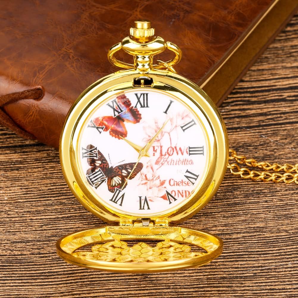 Men's Pocket Watch, Arabic Digital Dial Pocket Watches with Chain for Men