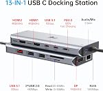 Laptop Docking Station Dual Monitor, LIONWEI 13-in-1 USB C Hub with 4K 2 HDMI, DP, Ethernet, 5 USB A/C 3.1/2.0, 100W PD, SD/TF, Audio, USB C Hub Multiport Adapter for Dell/HP/Lenovo/Surface