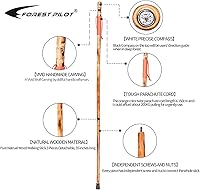 Vista 2 de 3 Pieces Detachable Fir Wood Walking Stick Wolf Carving with a Compass(Nature Color, 55 Inches, 1 Piece)