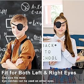 THSIREE 2PCS Eye Patch, Adjustable Eye Patches, Medical Eye Patch, Amblyopia Lazy Eye Patches for Left or Right Eyes, Black