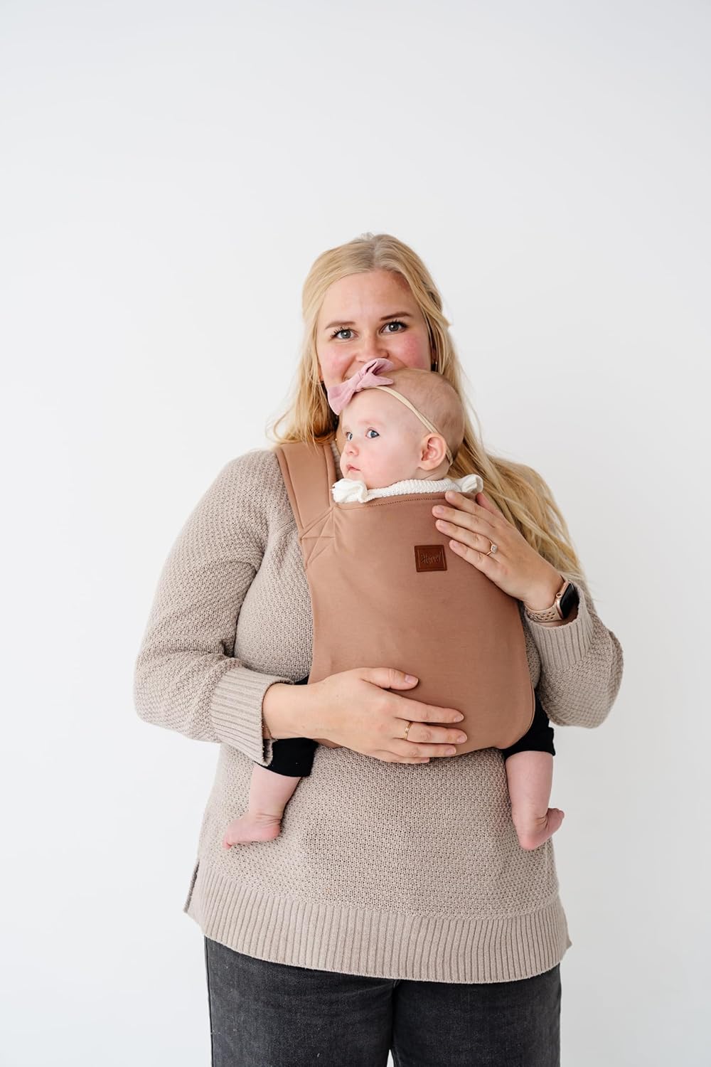 Happy! Haven Baby Carrier – Stretchy Ergonomic Cross-Back Soft Structured Carrier for Newborns to Toddlers (7–35 lbs), Adjustable Fit, Organic Cotton Blend