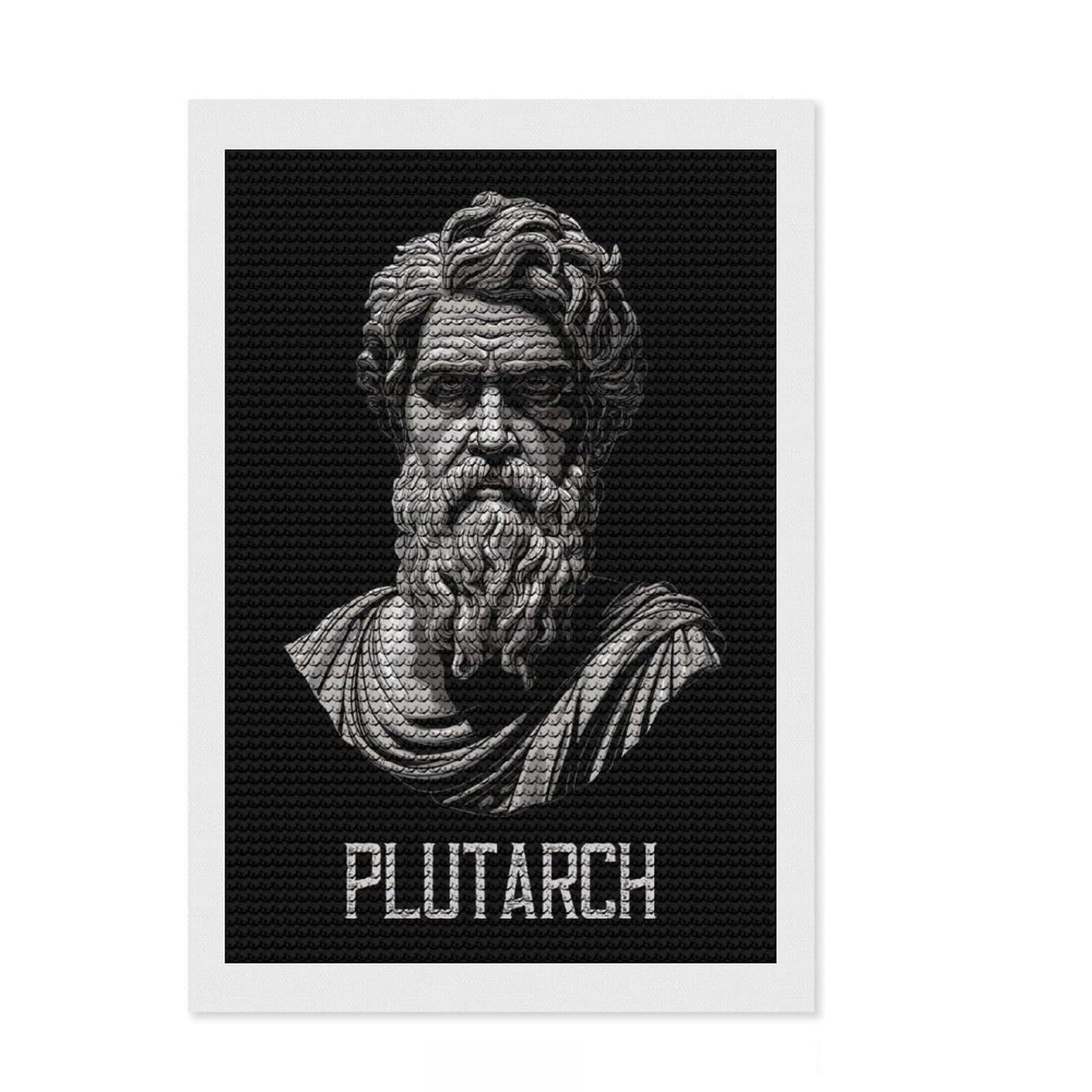 Junmoney Plutarch Greek Philosopher Diamond Painting Kit 8"x12", Relaxing DIY Hobby, Neat Printed Canvas, Home Wall Decor, Thoughtful Handmade Gift
