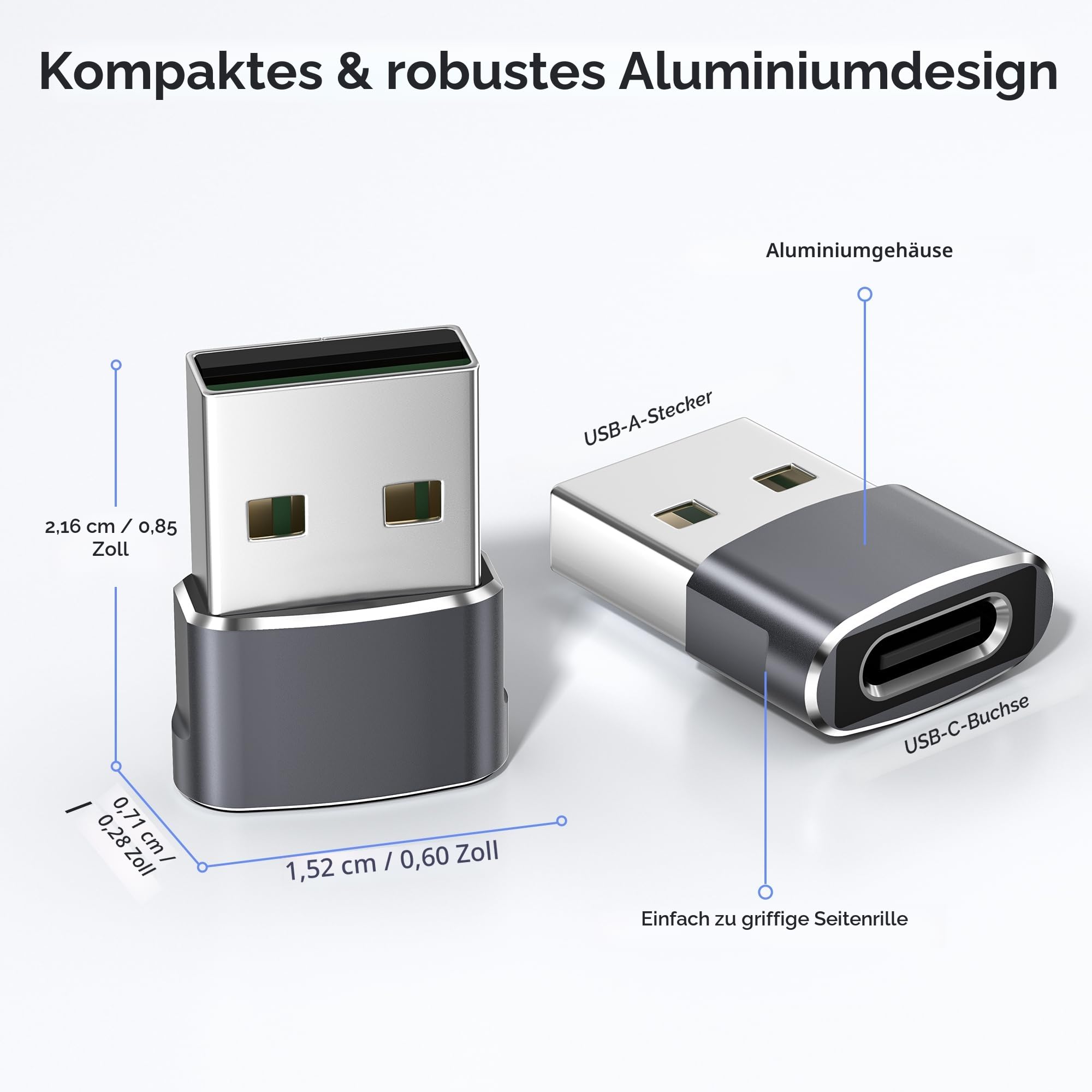 Basesailor USB auf USB C Adapter für iPhone 17 Apple 16 16e 15 14 Pro Max Plus Charger 3 Pack,Typ C Buchse zu USBA Stecker Ladegerät Netzteil für iPad 10 Mini 7 Air 6,Apple Watch 8 9 10 11,Samsung S25 - 5
