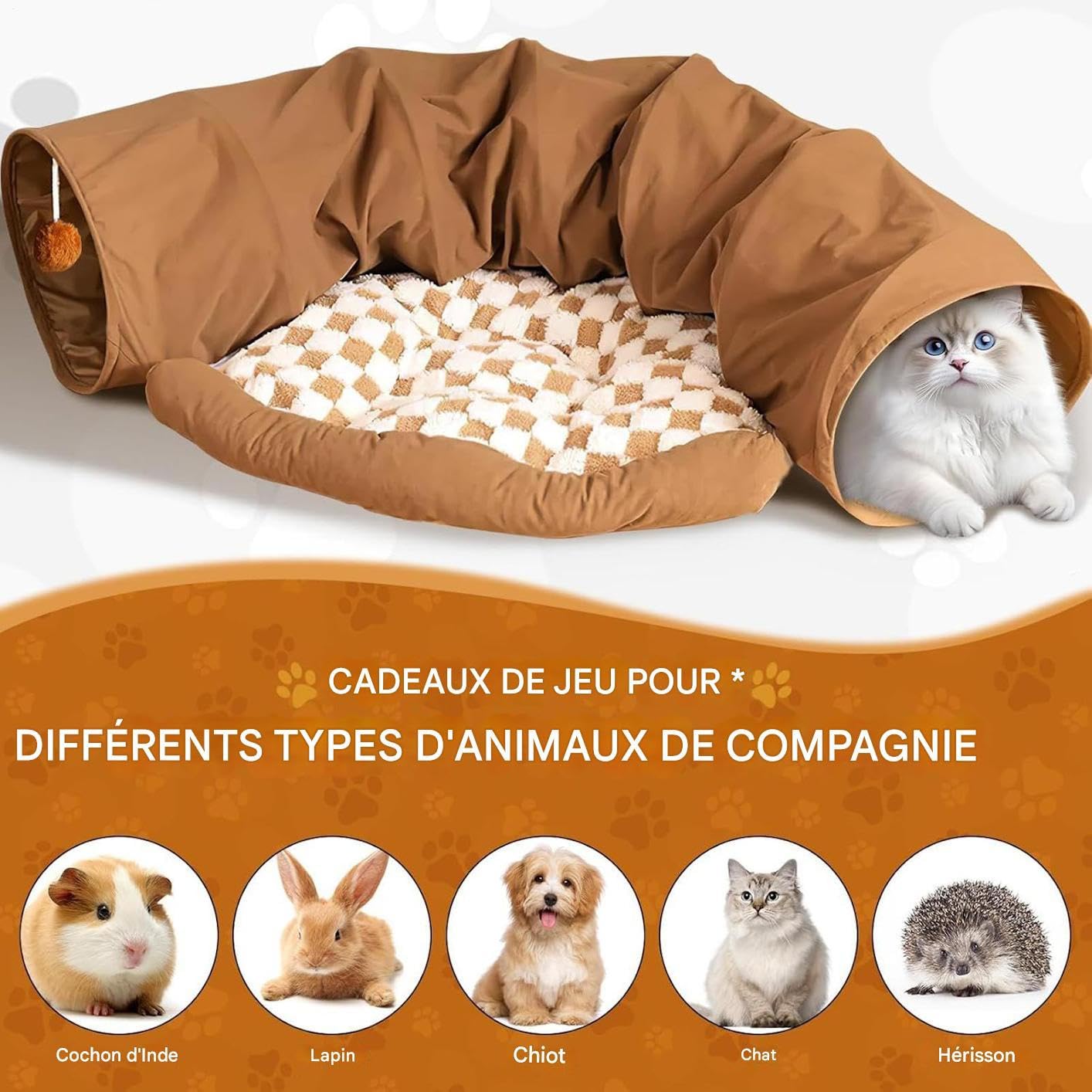 Tubes Et Tunnels À Chat Tunnel Grotte de Détachable Lavable Épaissi | Lit Chat Hiver Chaud Favorise l'Exercice et Garde le Divertissement pour Chaton d'Intérieur
