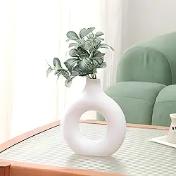 Vaso de flores circular, vaso branco, decorativo, vazado, estético, decoração para sala de estar, quarto, prateleira, detalhes de decoração de casa