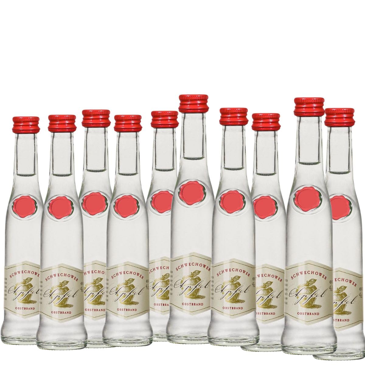 10 x Obstbrand Apfel 4cl (40% Vol) - Apfelbrand - kleine Flaschen | Schnaps aus Deutschland | Schwechower Obstbrennerei (1229)