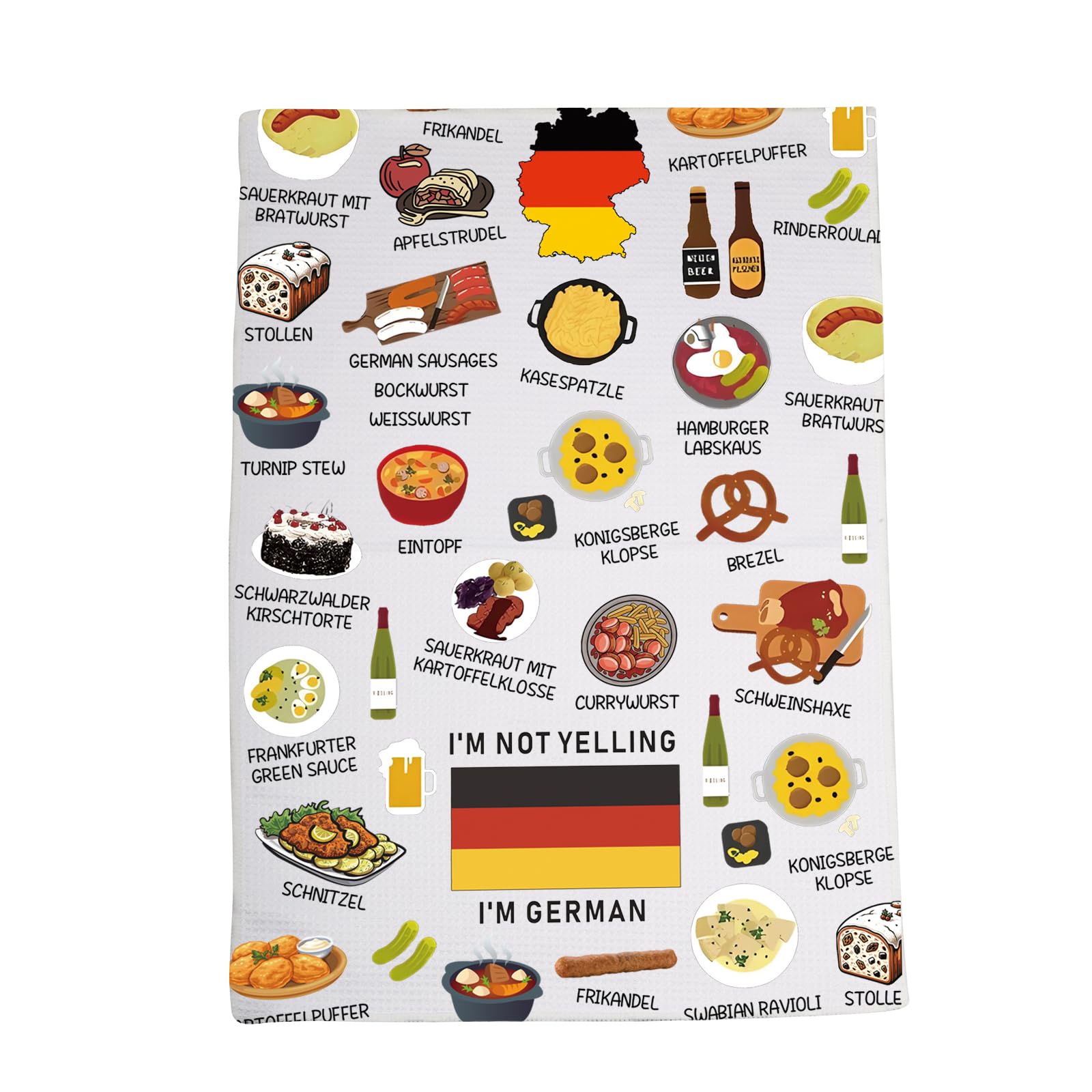Serviette de cuisine Allemagne en coton imprimé carte géographique