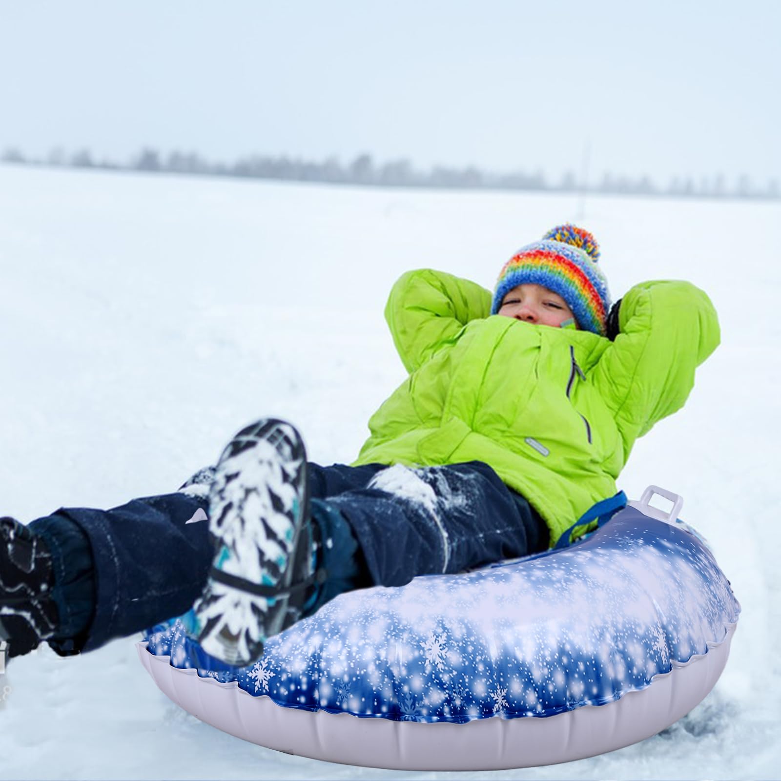 Tubo de nieve inflable 35 pulgadas con 2 asas para niños y adultos