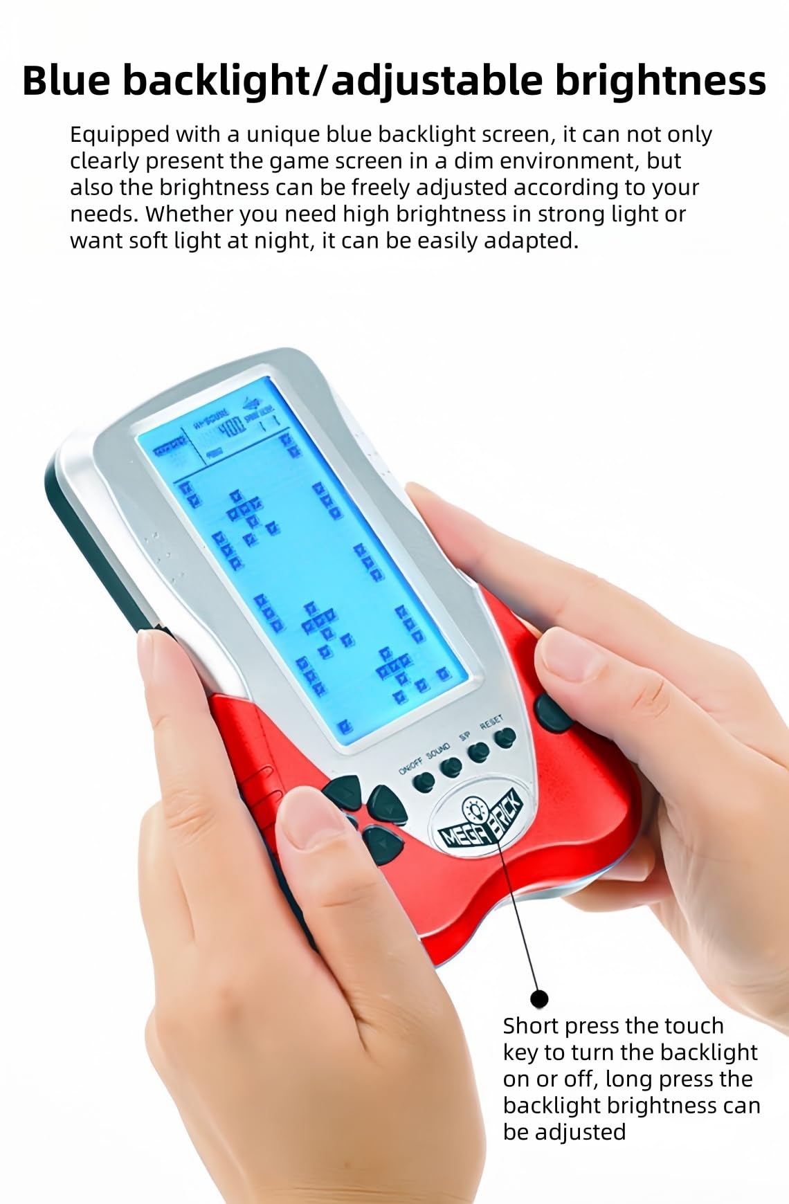 Console de Jeux Block Jeux de Réflexion Intégrés Double Mode d'alimentation Rétroéclairage Bleu Batterie puissante Jeux électroniques Portables Jouet Rétro Nostalgique/Cadeau de Noël (Bleu)