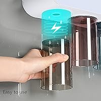 Vista 3 de Soportes para cepillos de dientes para baños montados en la pared, 2 tazas de soporte magnético para cepillos de dientes, kit familiar