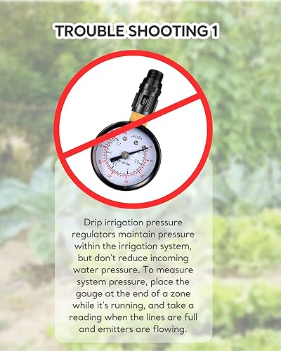 Miniatura 6 de Regulador de presión de riego por goteo, 25 PSI 34 pulgadas, reductor de presión de riego por goteo de rosca, paquete de 2