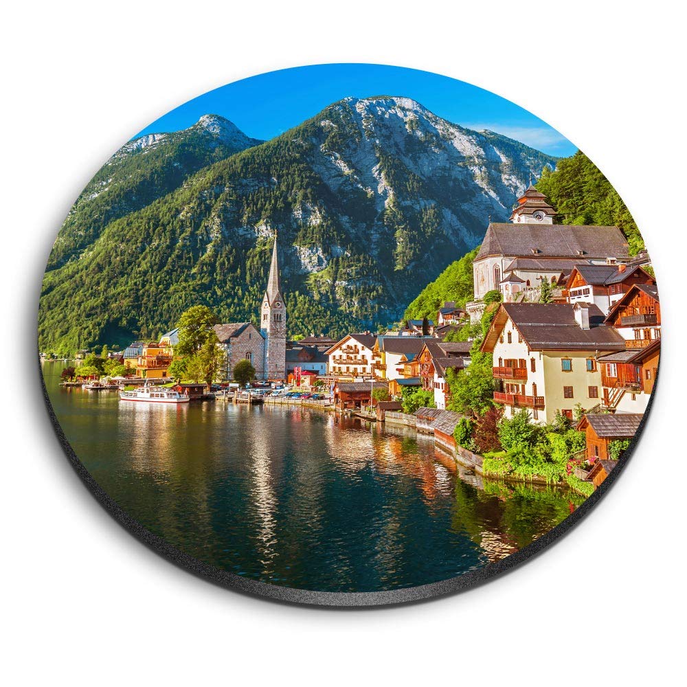 Destination Vinyl Ltd Multicolor 1 X Round Mdf Magnet - Hallstatt Austrian Alps 12560