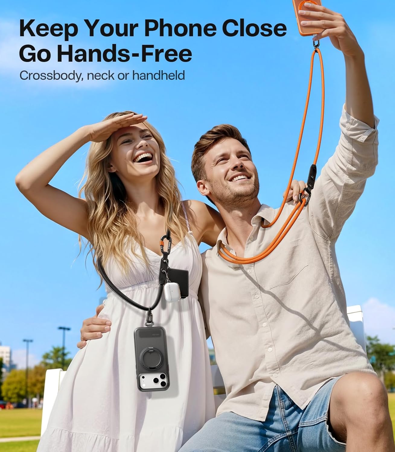 TORRAS Phone Lanyard with Hanging Loops, Adjustable Anti Theft Phone Strap Crossbody for iPhone 17 Pro Max,Skin-Friendly,2 Tabs, Universal Cell Phone Neck Lanyard for Daily & Outdoor Activities, Beige - Image 2