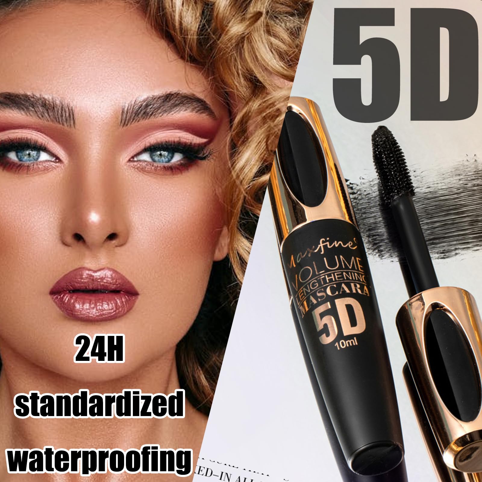 Blue Mascara,5D Silk Fiber Eyelash Volume with Soft Brush - Image 4
