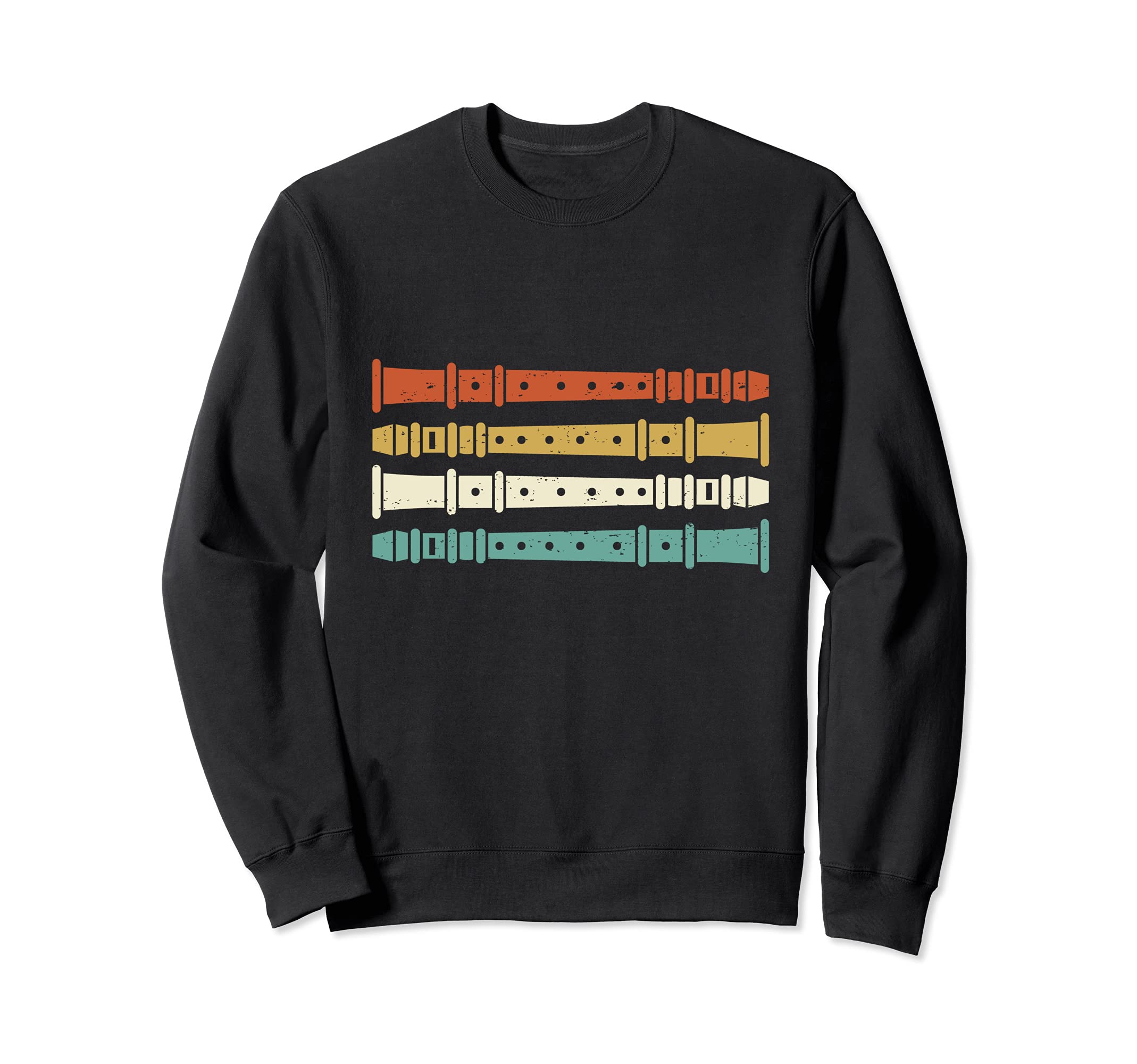 Vintage Flute Player Graphic Flutist Retro Sweatshirt, Black