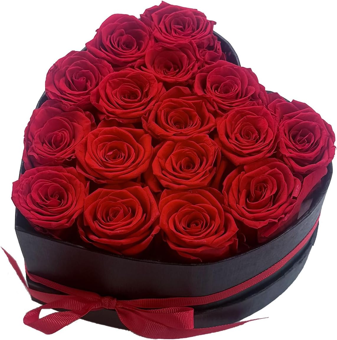 Preserved Roses Valentines Day Gifts for Her Birthday and Mothers Day Forever Flowers Heart Shape Box (Red-16 Roses)