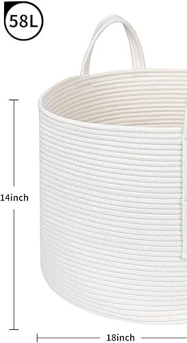 Miniatura 2 de CubesLand Cesta de lavandería, cesta para lavandería, cesta para manta, cesta de ropa de cuerda tejida, canasta para manta para sala de estar,