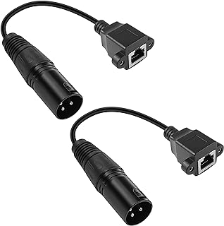 YACSEJAO 3 Pin XLR to RJ45 Adapter 2PCS RJ45 to XLR Female DMX Cable 15CM XLR 3pin to RJ45 Female Adapter Cable for Stage and Recording Studio (XLR Male)