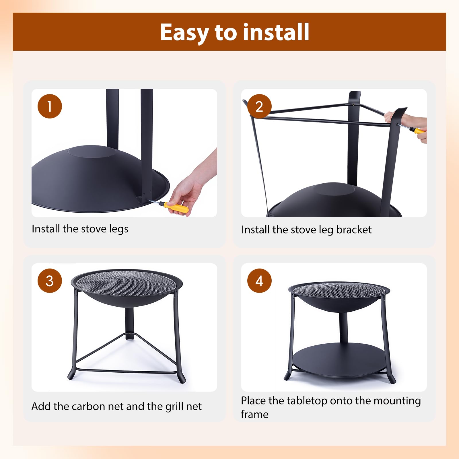 Brasero Exterior con Parrilla y Protector Antichispas, Estufa Jardín y Terraza, Jardín Chimeneas de Hierro para Carbón Ø 55 cm