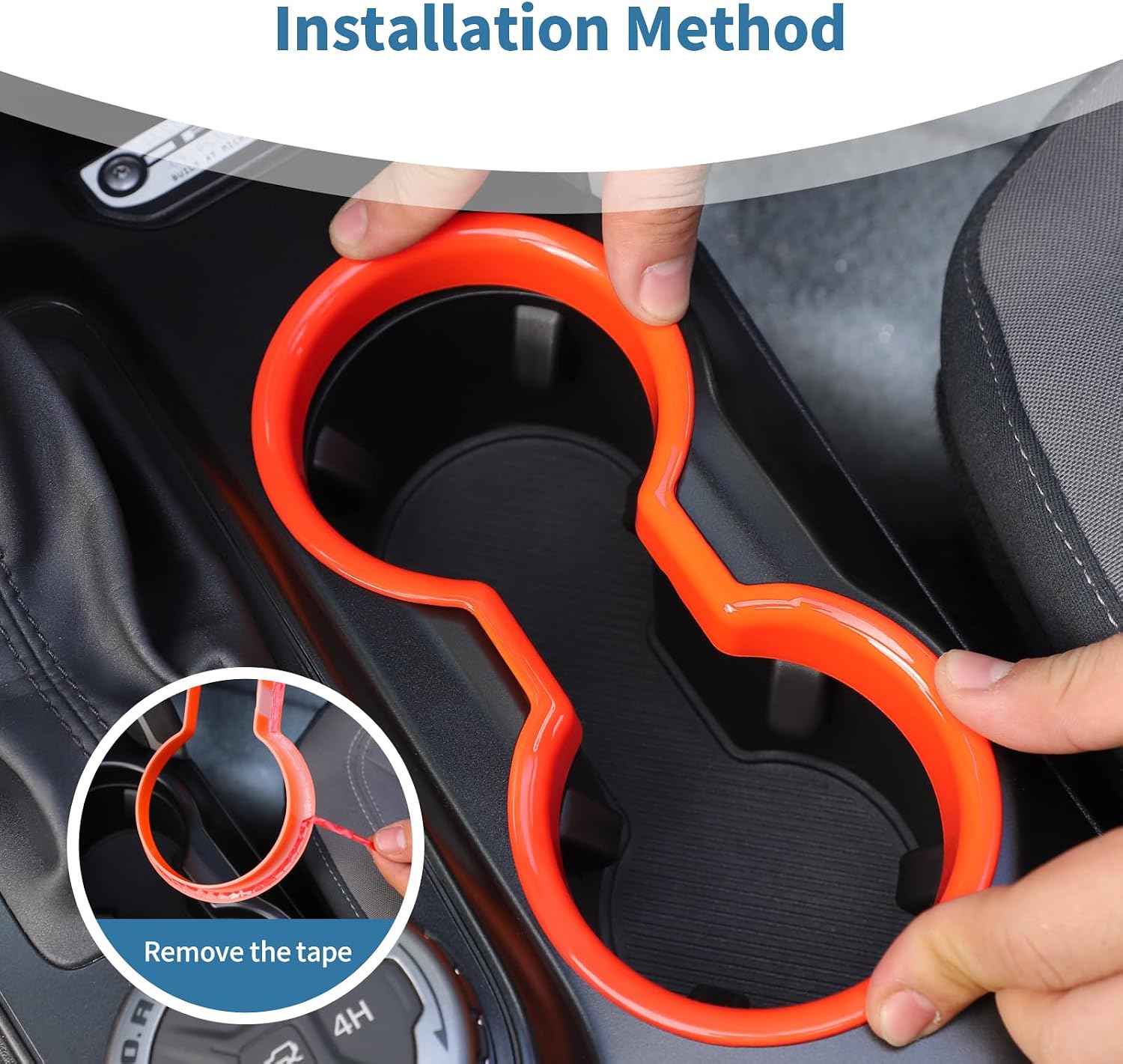 for Bronco Front Cup Holder Trim Cover Fit for Ford Bronco 2021-Present Orange Interior Accessories 1pc