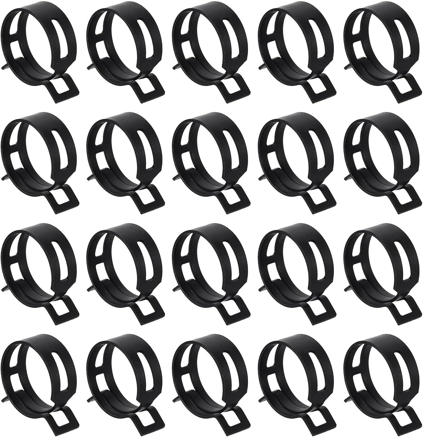 Pack of 20 Spring Band Hose Clamp, 33 mm, Fuel Line, Hose Spring Clip, Silicone Hose, Vacuum Hose, Clamp, Low Pressure Hose Attachment, Black