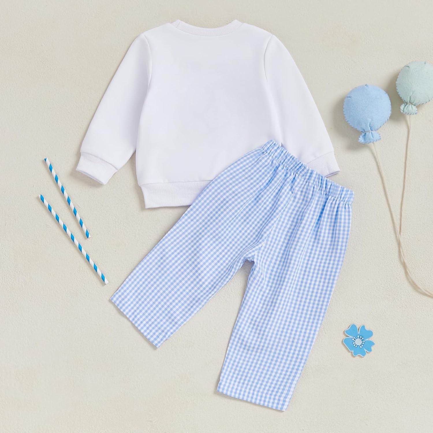 GOOCHEER Baby Boy First Birthday Outfit 1 Goose/Balloon Long Sleeve Sweatshirt Top Plaid Pants One Year Old Birthday Clothes - Image 7