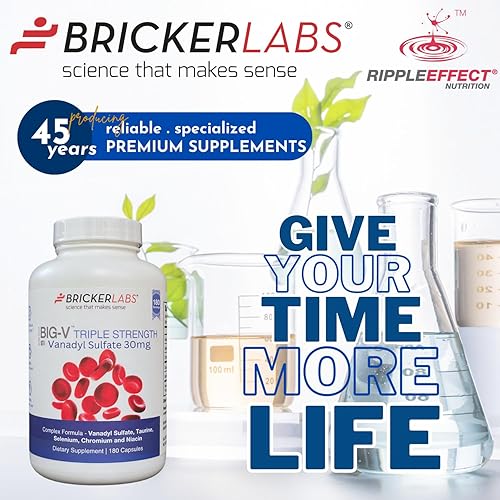 Miniatura 8 de Big-V Suplemento de vanadilo de triple fuerza sulfato de vanadilo 30 mg, taurina 600 mg, selenio, cromo y niacina, suplemento mineral mezclado, 180