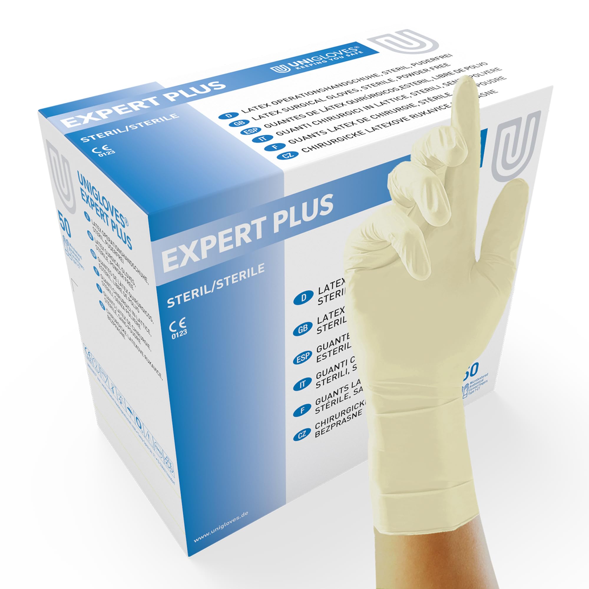 UNIGLOVES Expert Plus 1280 guanti chirurgici in lattice, monouso