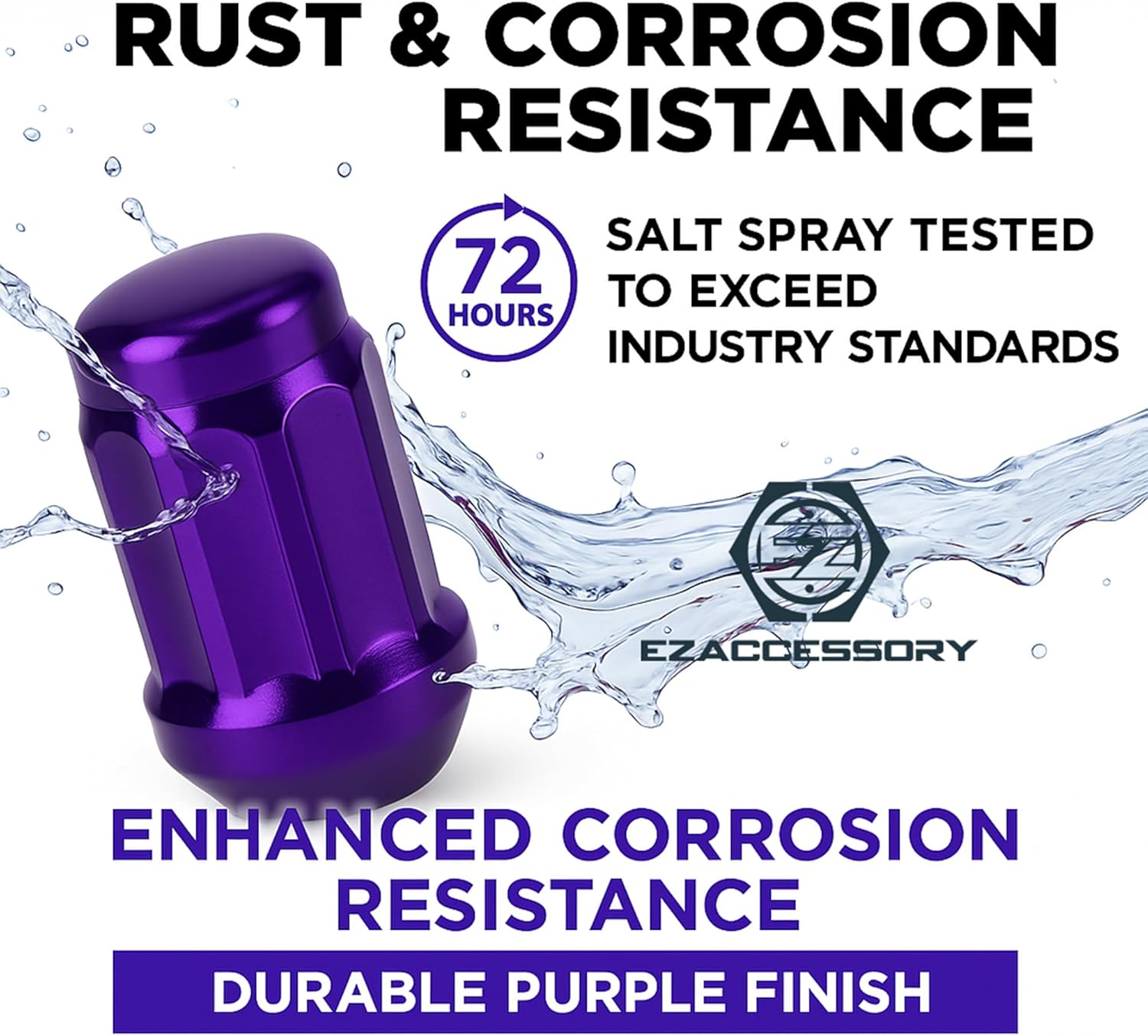 20 Purple Spline Drive Small Diameter Acorn 1/2" Purple Lug Nut Kit with Key