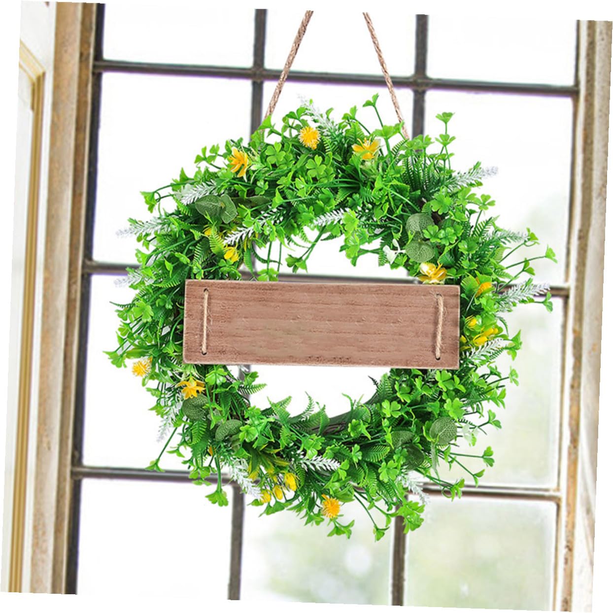 TOPBATHY Ghirlanda Primaverile A Foglie Con Fiori Finti Da Appendere Alla Porta D'ingresso