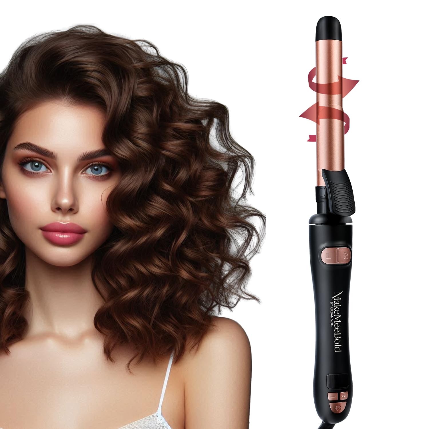 Urban Yog MakeMeeBold Rotating Hair Curling Iron & Hair Straightening Brush Combo – 14/5 Temp Settings, Ceramic Barrel & Plates, Two-Way Rotation, Auto Shut-Off, 360° Swivel, Travel-Ready - Image 2 thumbnail