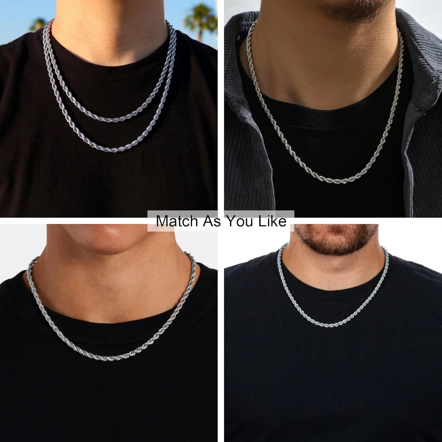 925 Sterling Silver Rope Chain Lobster Clasp 2.5mm Silver Chain for Men Women Silver Necklace Chain 16-30 Inches - Image 7